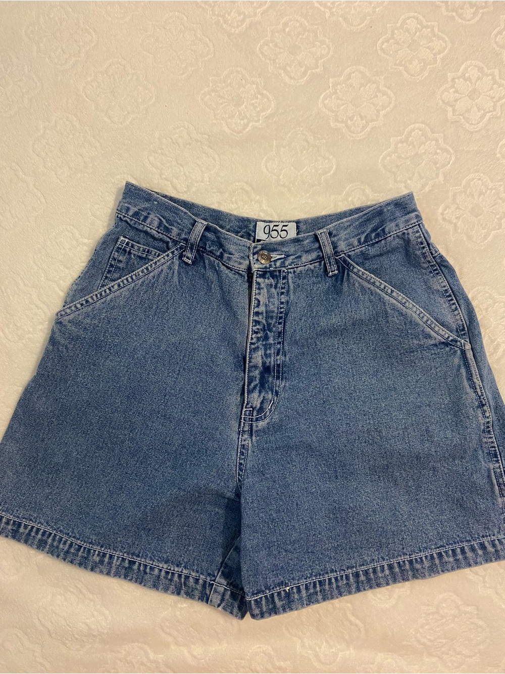 Vintage 955 Originals 5 Pocket Blue Denim Shorts — High Waist 100% Cotton